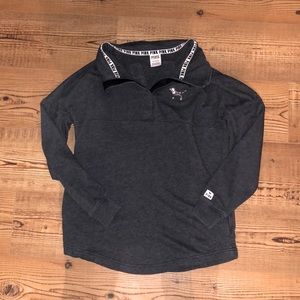 Victoria’s Secret Pink, dark grey quarter button up sweater